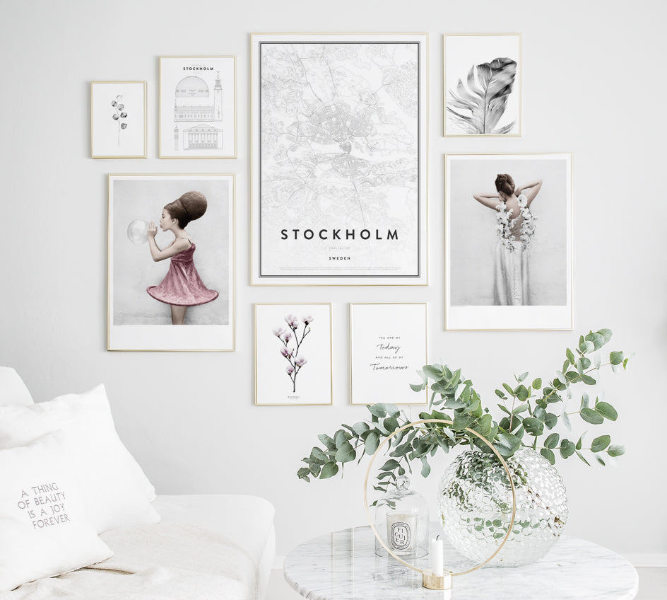 Gallery wall with prints